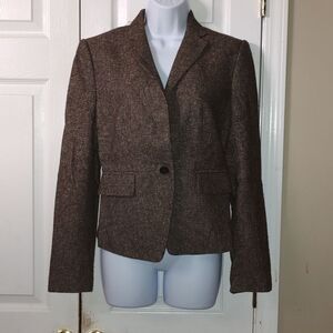 Ann Taylor brown tweed wool  lined blazer jacket   Sz 4